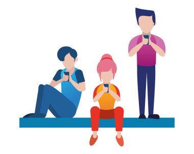 akıllı telefon avatarlarını kullanan gençler
