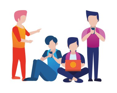 Akıllı telefon ve dizüstü bilgisayar kullanan gençler