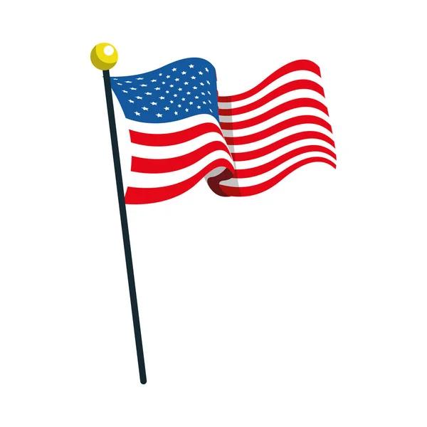Stati Uniti bandiera americana in pole — Vettoriale Stock