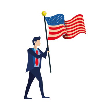 Amerika Birleşik Devletleri bayrağına sahip iş adamı