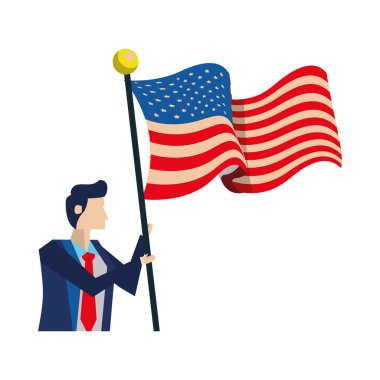 Amerika Birleşik Devletleri bayrağına sahip iş adamı