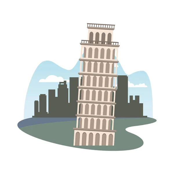 Pisa πύργο μνημείο ιταλική εικόνα — Διανυσματικό Αρχείο