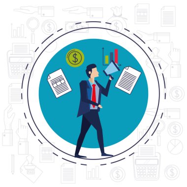 Megafonlu zarif bir işadamı.