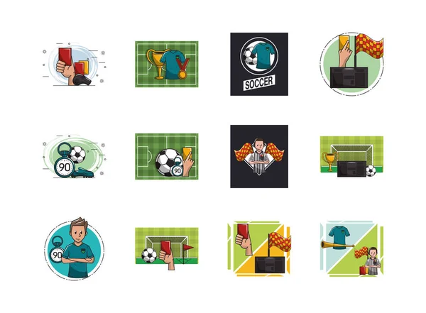 Bundle of soccer sport icons — 스톡 벡터