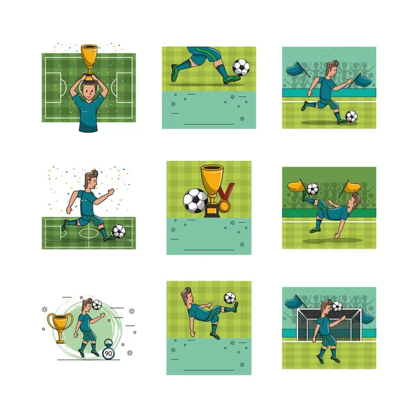 Bundle of soccer sport icons — Stock Vector