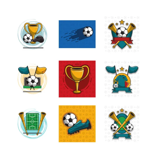 Paquete de iconos de fútbol deporte — Vector de stock