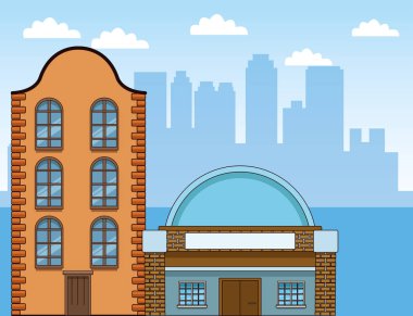 Klasik binaları olan şehir manzarası