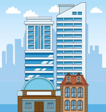 Klasik ve modern binalarla şehir manzarası