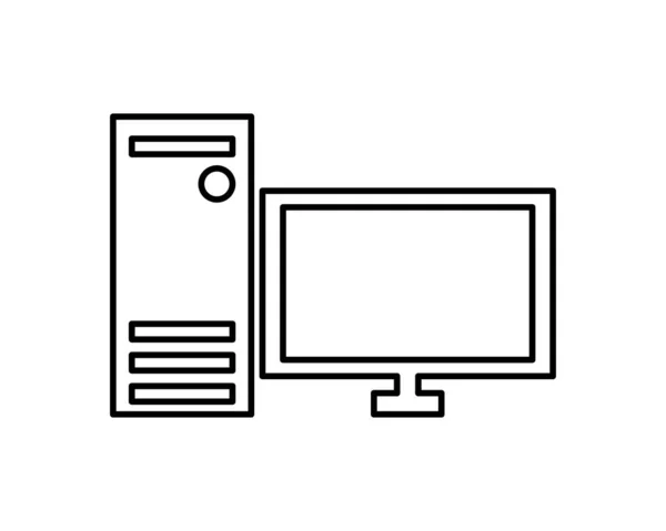 Komputer pulpit urządzenie na białym tle ikona — Wektor stockowy