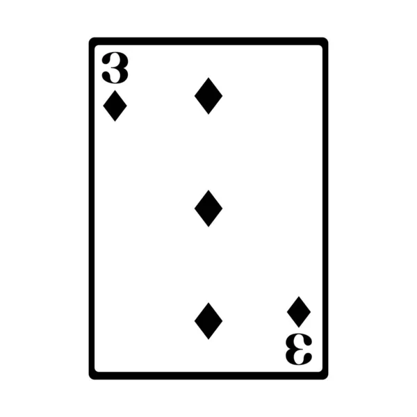 Three of diamonds card icon, flat design — 스톡 벡터