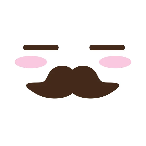 Rosto com bigode kawaii personagem cômico — Vetor de Stock