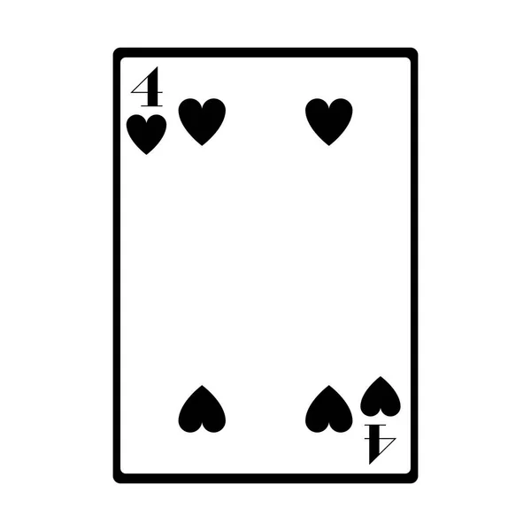 Vier van harten kaart pictogram, plat ontwerp — Stockvector