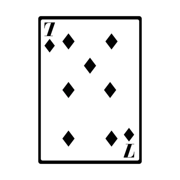 Seven of diamonds card icon, flat design — 스톡 벡터
