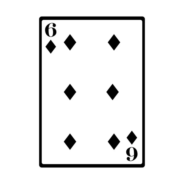 Šest diamantové karty ikona, plochý design — Stockový vektor
