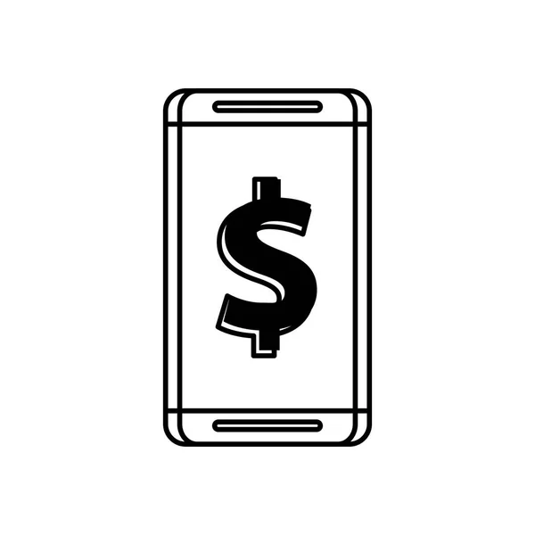 Smartphone se symbolem dolarových peněz — Stockový vektor