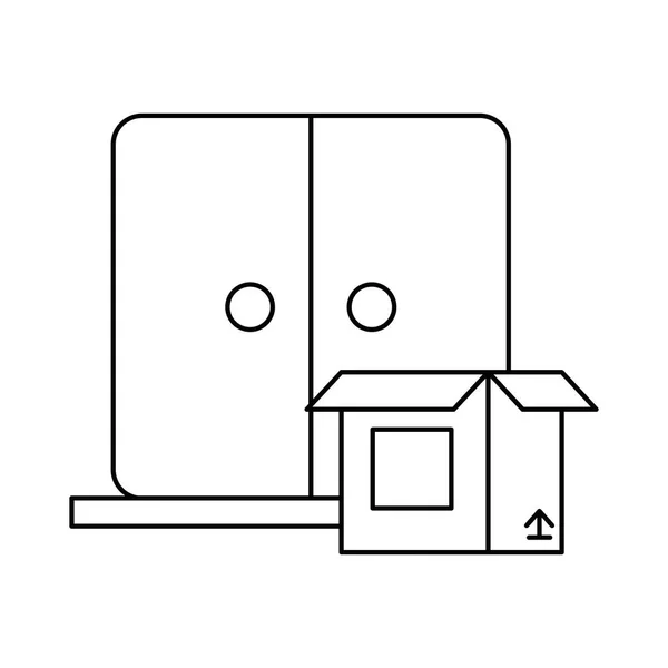 Huis deur met doos levering icoon — Stockvector