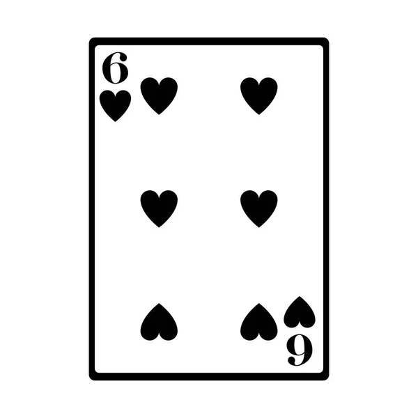 Seis de ícone de cartão de corações, design plano — Vetor de Stock