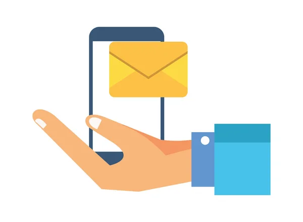 Smartphone avec enveloppe email service postal — Image vectorielle