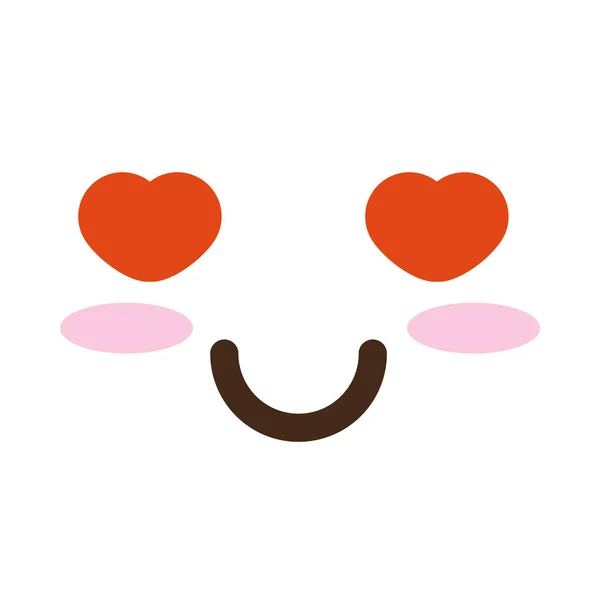 Visage en amour kawaii caractère comique — Image vectorielle