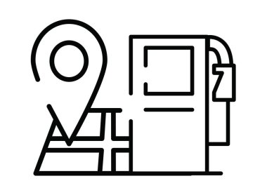 Benzin istasyonu simgesine sahip kağıt harita rehberi