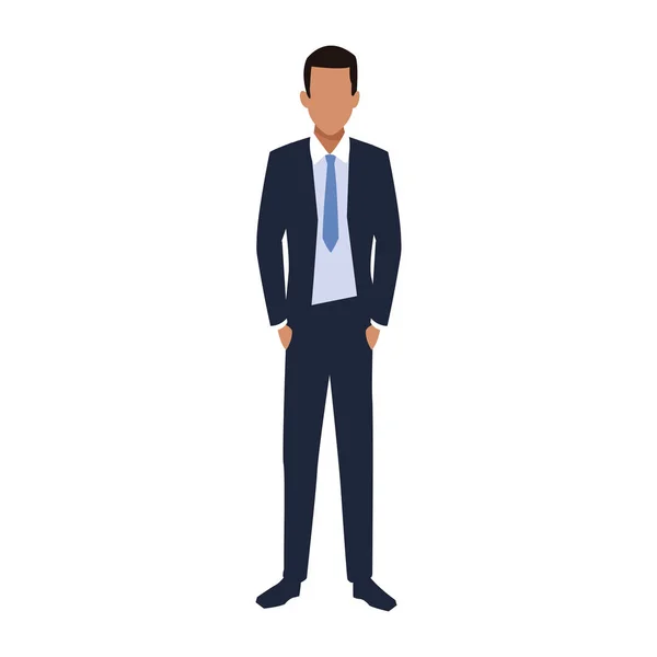 Аватар молодой бизнесмен стоит икона — стоковый вектор