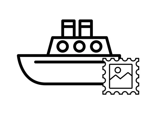 Stempel pocztowy z łodzią — Wektor stockowy