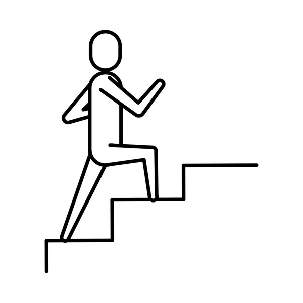 Avatar businessman climbing stairs icon — Stock Vector