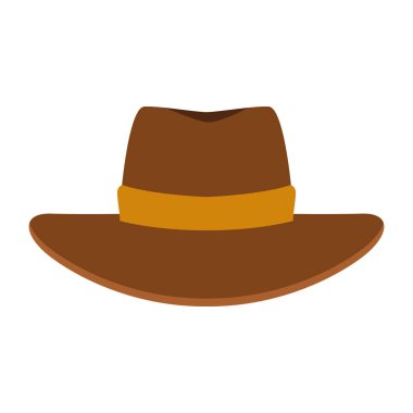 Batı şapka simgesi, renkli ve düz tasarım