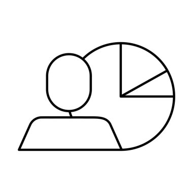 İstatistiksel pasta simgesine sahip Avatar iş adamı