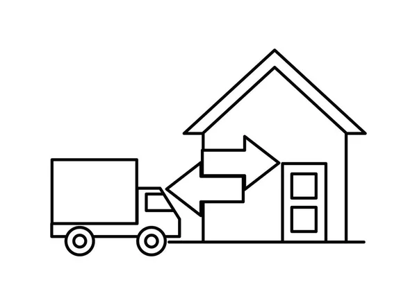 Hausfassade mit LKW — Stockvektor