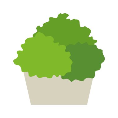 Çömlek simgesinde çalılar, düz tasarım.