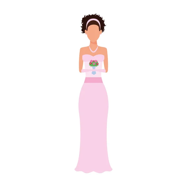 Noiva avatar com ícone de buquê de flores, design plano —  Vetores de Stock