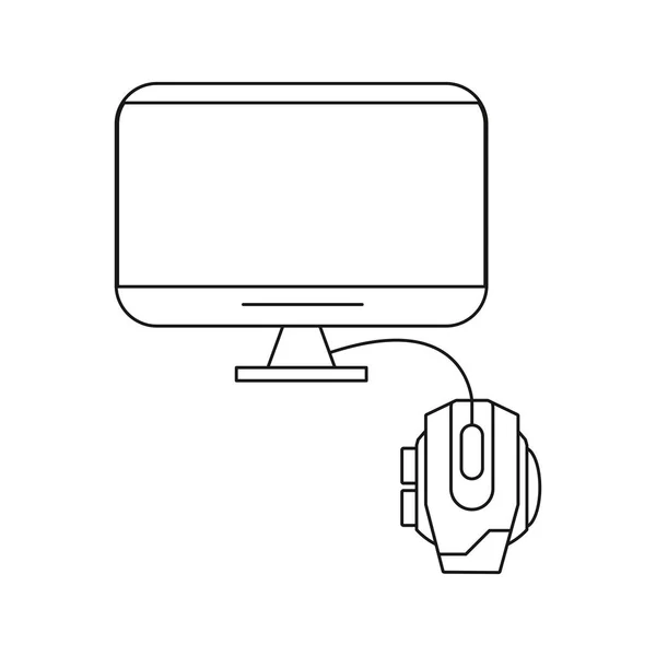 Dispositif d'affichage tv avec ordinateur de souris — Image vectorielle