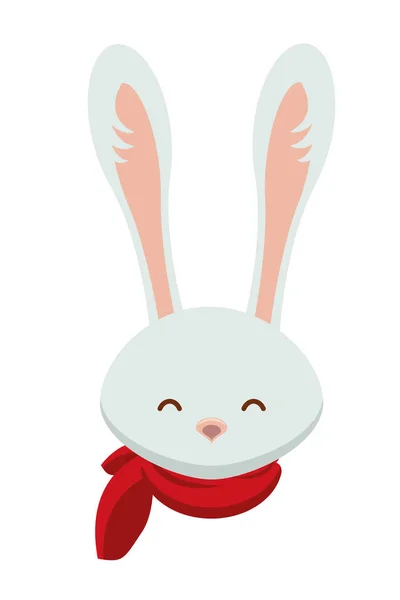 Cute little rabbit with christmas scarf — ストックベクタ