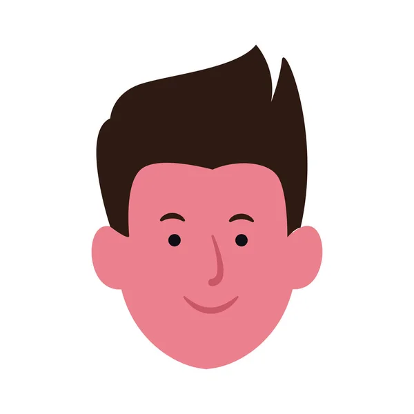 Man face smiling icon, flat design — 스톡 벡터