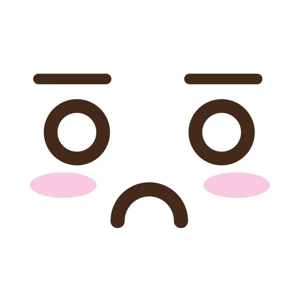 Cara triste kawaii personaje cómico — Vector de stock