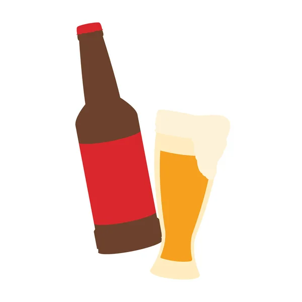 Бутылка пива и стекло — стоковый вектор