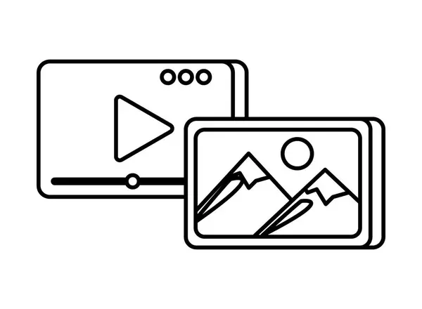 Plantilla de reproductor multimedia con botón de reproducción e imagen — Archivo Imágenes Vectoriales