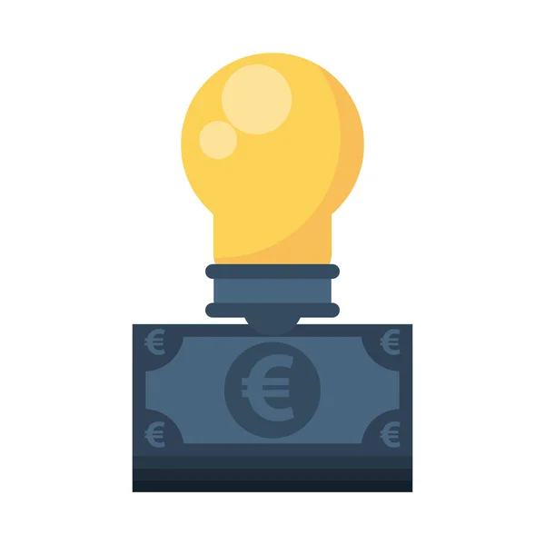 Euro bills money with bulb light — ストックベクタ