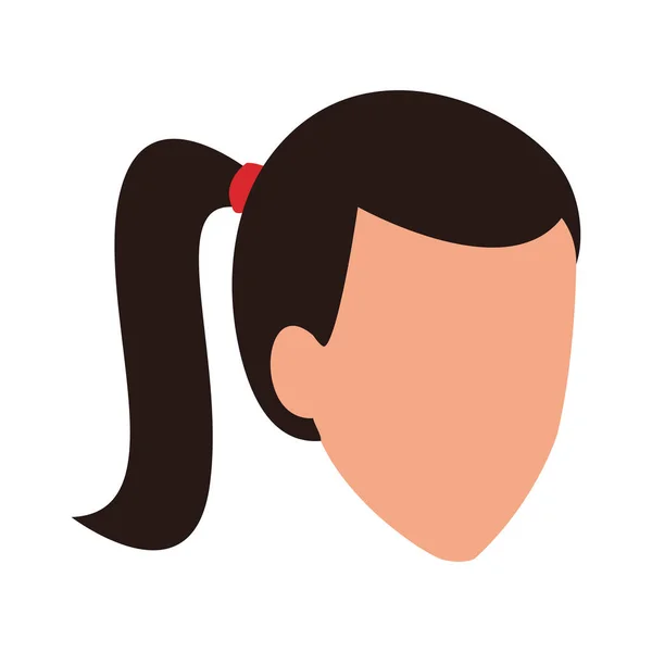 Avatar woman with hair tail icon — ストックベクタ