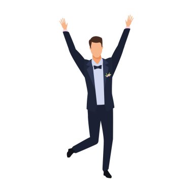 Mutlu zarif erkek simgesi, düz tasarım