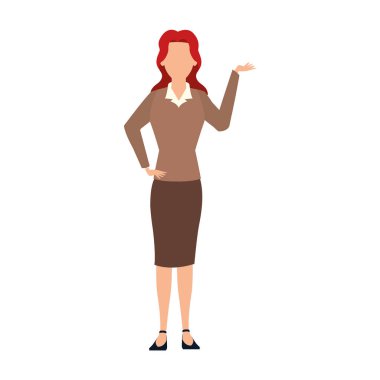 yönetici kadın ayakta simge, düz tasarım
