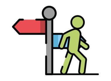 Oklu yaya siluet yürüteç