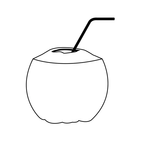 Bebida de coco com ícone de palha —  Vetores de Stock
