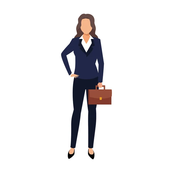 Geschäftsfrau mit Aktentasche-Ikone, buntes Design — Stockvektor