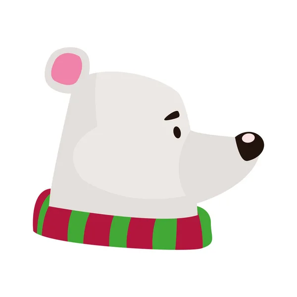 Polar bear with scarf, flat design — Stock Vector