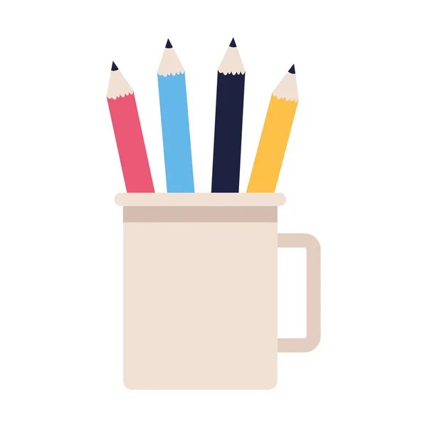 Mug with pencils icon over white background — 스톡 벡터