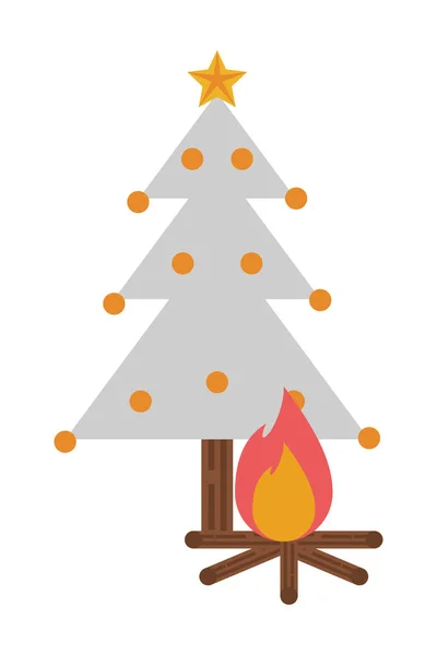 Feliz árbol de pino de Navidad icono — Vector de stock