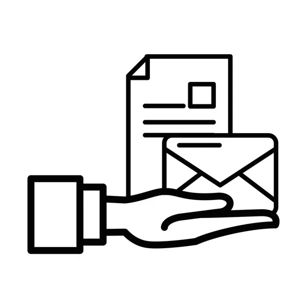 Sobre correo con archivo de documento servicio postal — Vector de stock