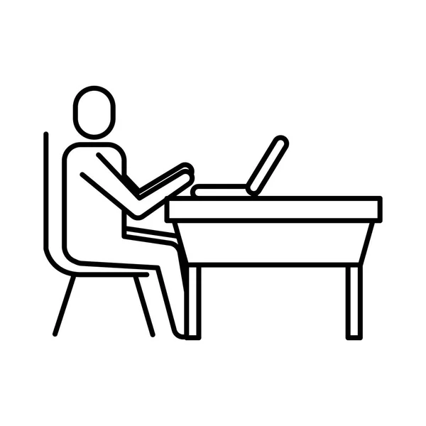 Avatar homme d'affaires travaillant avec ordinateur portable — Image vectorielle